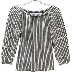 Talbots Black and White Striped Blouse